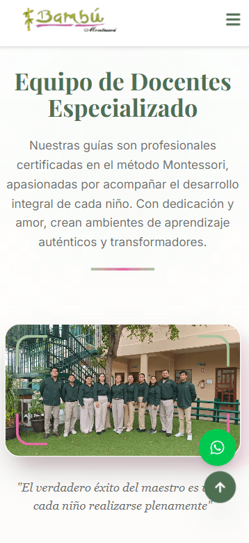 Vista móvil del proyecto Bambú Montessori