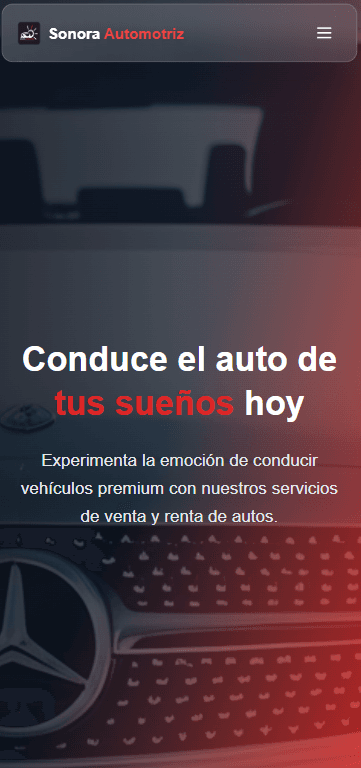 Vista movil del proyecto SonoraAutomotriz